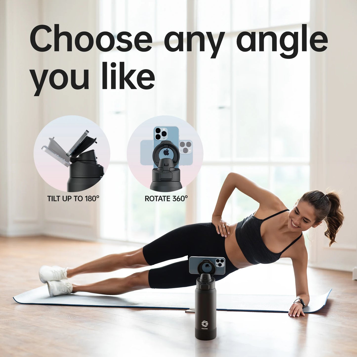 Stainless Steel Water Bottle with Magnetic Phone Holder