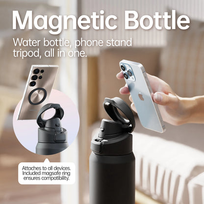 Stainless Steel Water Bottle with Magnetic Phone Holder